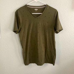 A small green, medium old navy t-shirt with small arrows on the shirt.